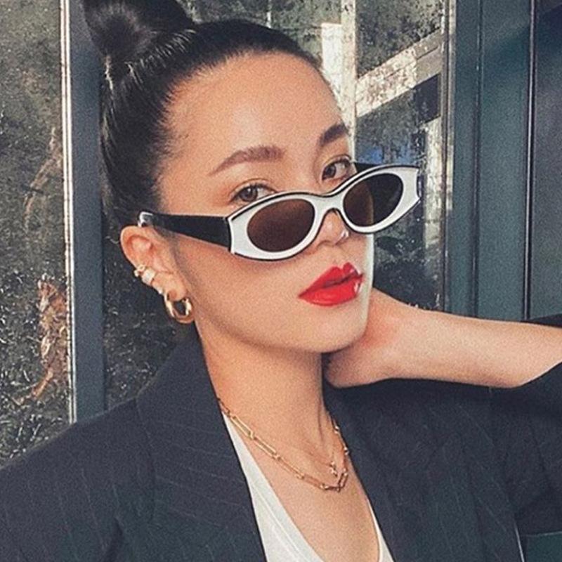 

Sunglasses 2022 Vintage Cateye Women Brand Designer Ocean Lens Eyeglasses Retro Shopping Feminino UV400, White;black