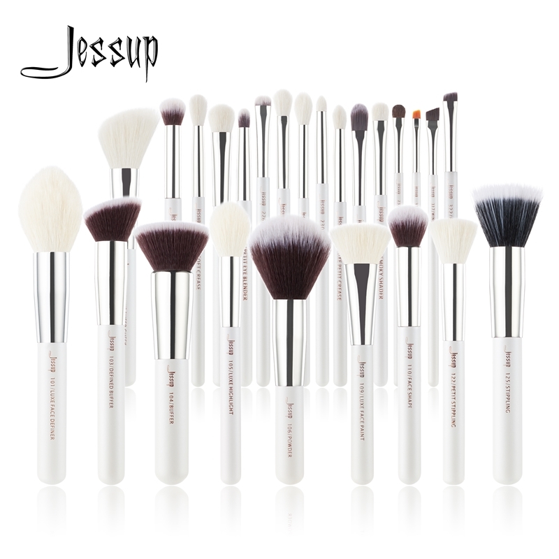 

Jessup Makeup brushes set Pearl White Silver Beauty Foundation Powder Eyeshadow Make up Brushes High quality 6pcs 25pcs 220722