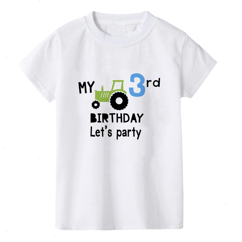 

Boys T Shirts Tractor Birthday T-shirts 1-4 Number Print Kids Tee Tops Childrens T-shirt For Shirt Car