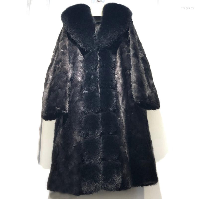 

Women' Fur & Faux Harppihop Real Mink Coat Jackets Women Winter Black Thick Warm Long Collar Natural Genuine Coats Female
