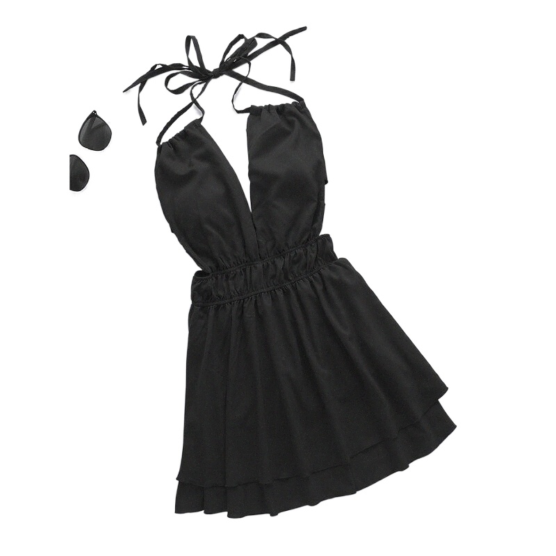 women's Strap Dress Short Mini Dress White Black Red Sleeveless Pure Color Ruffle Patchwork Cold Shoulder Summer Deep V Party Stylish Sexy 2-image-761491820