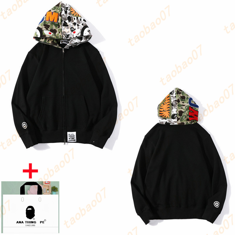 

ape hoodie mens designer hoodie men hoodies clothes shark hoodys luminous sweaters Reflective oversize Fleeces camouflage sweatshirts Star cardigan zipper A02, 1pcs buttons
