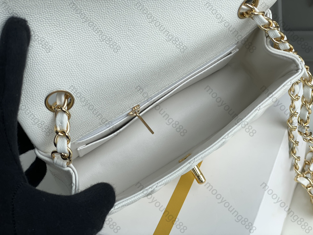 

10A Top Tier Quality Luxury Designer Rectangle Bag Mini 20CM Real Leather Caviar Lambskin Classic Black Purse Quilted Flap Handbag Shoulder2, 20cm beige lambskin