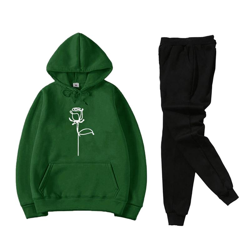 

Men's Tracksuits Women's Printed Rose Hooded Sweatshirts 2022 Fall Winter Harajuku Girl's Hoodies Casual Loose Long Sleeve Pocket Pullovers, Black
