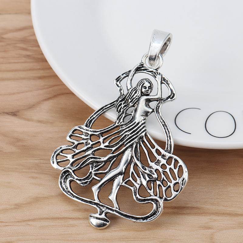 

Pendant Necklaces Pieces Large Angel Goddess Fairy Tibetan Silver Charms Pendants For Necklace Jewelry Findings Making 72x53mmPendant