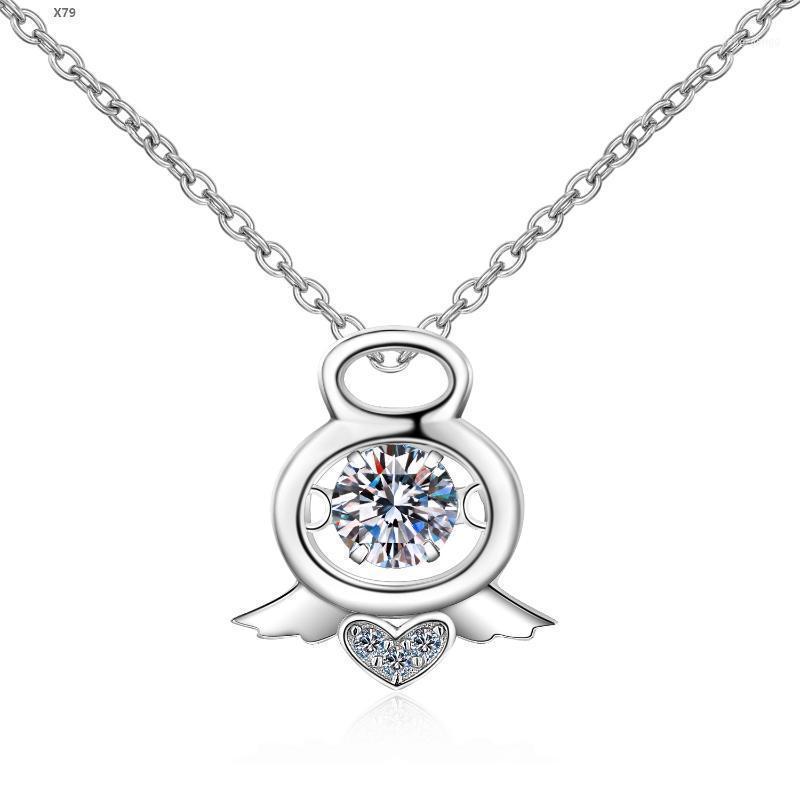 

Guardian Love Pendantr Necklace 925 Sterling Silver Passed Diamond Test Perfect Moissanite 0.5ct Jewely Birthday Part Chains