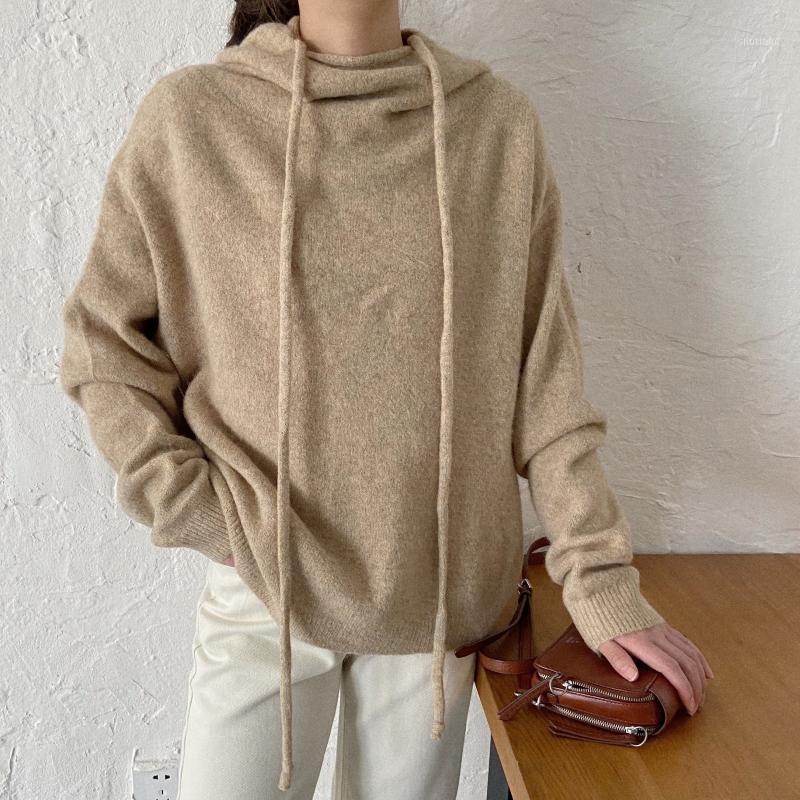 

Women's Sweaters Autumn And Winter Sweater Casual Solid Color Hooded, Beige