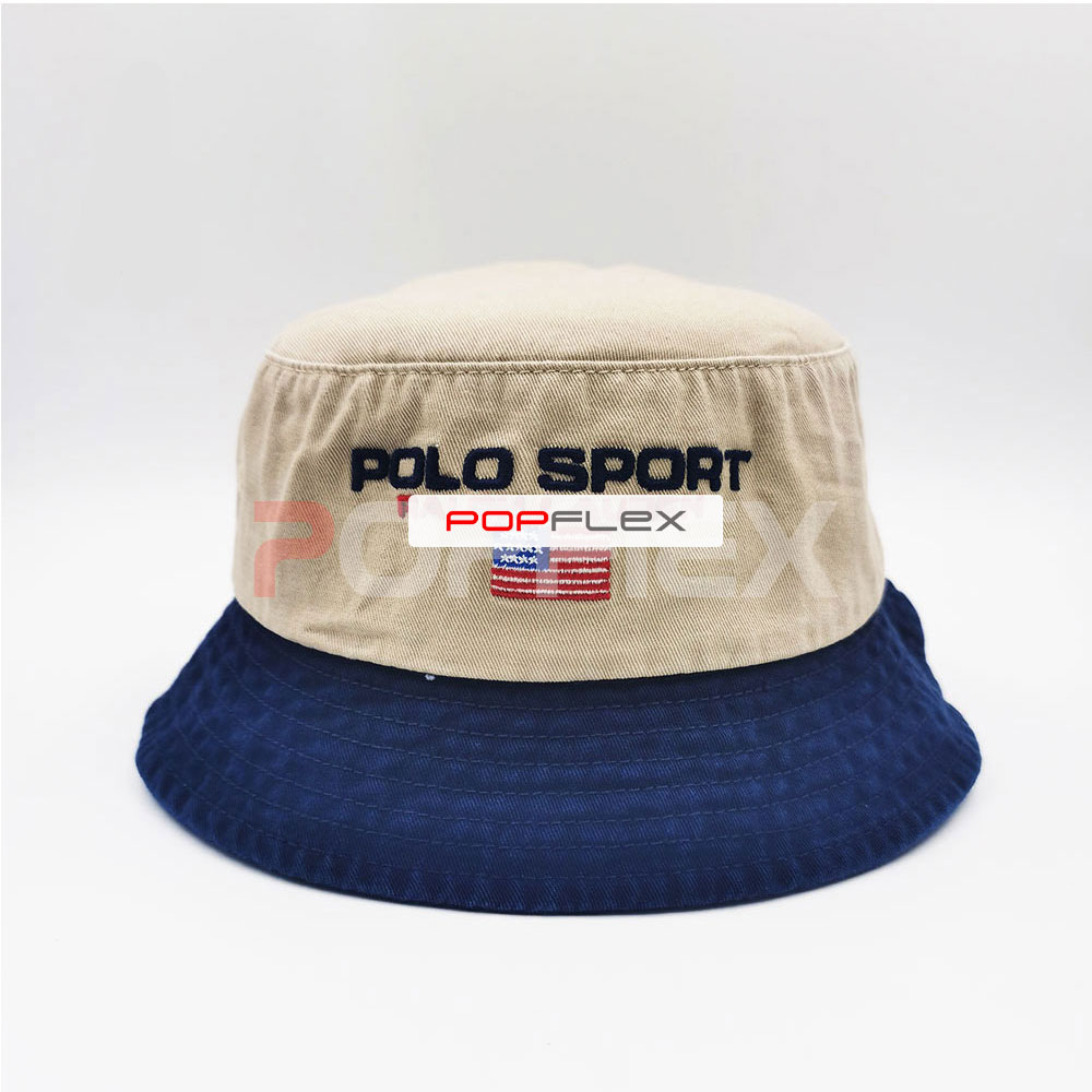 

khaki  Polo sport bucket hat the american flag fishing fisherman contrast outdoor Summer