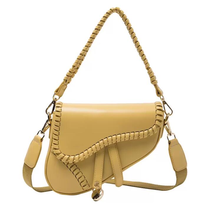 

SW Fashion Women PU Designer Bags Solid Color Flap Saddle French Shoulder Bag Luxury Leather Chain Trendy Casual Buckle Zipper Polyester Inner Lock Decorative Bag, Extra freight