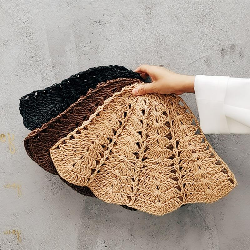 

Wide Brim Hats Summer Sun Hat Japanese Hollow Retro Straw Holiday Seaside Beach Cool And Breathable Ladies, Ice sleeve