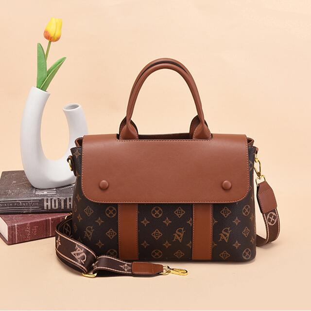 

Wholesale ladies brand leathers shoulder bags thicken contrast fashion business briefcase elegant atmosphere Plaid handbag sweet cartoon bow women handbags, Brown4-1020