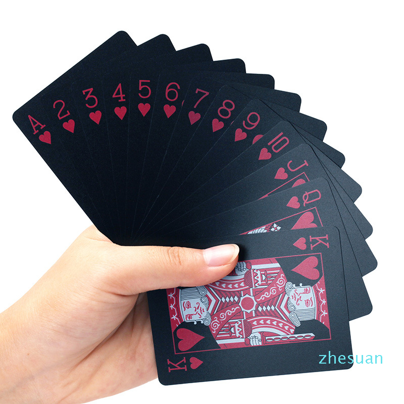 

New Quality Plastic PVC Poker Waterproof Black Playing Cards Creative Gift Durable Poker Playing Cards
