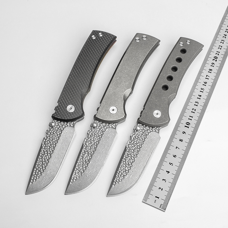 

Chaves Custom Redencion 228 Folding Knife Damascus Blade Carbon Fibre Titanium Handle Dream Pocket EDC Strong Outdoor Equipment Practical Tactical Camping Tools