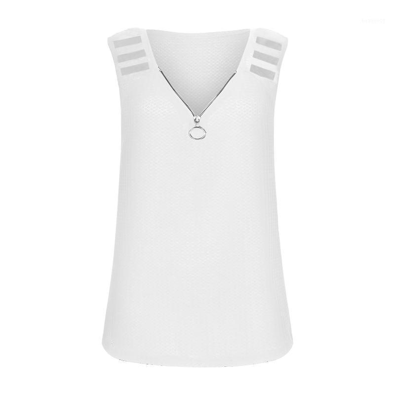 

Women' Blouses & Shirts Fashion Sexy Women Sleeveless Vest V-neck Zipper Tops Tank Solid Top Shirt Vintage Clothes Et Chemises, Pk