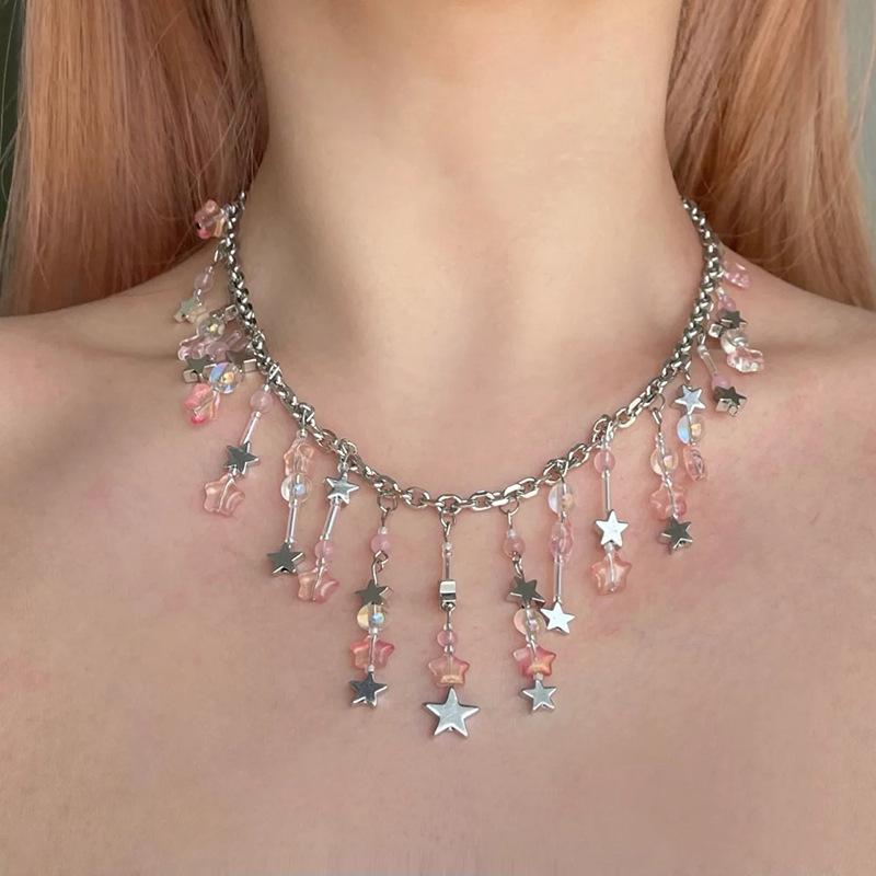 

Chokers Jewelry Geometric Star Pendant Necklace For Women Fashion Sweet Vintage Korean Charm Harajuku 90s Aesthetic GiftChokers