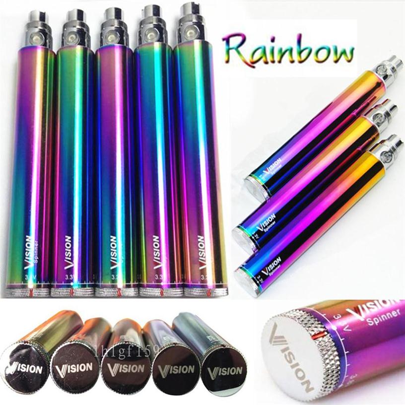 

MOQ 1Pcs Vision Rainbow Spinners Batteries 510 Thread Variable Voltage Vape Pens Battery 1100 1300mAh ego oil vaporizer Elec286y