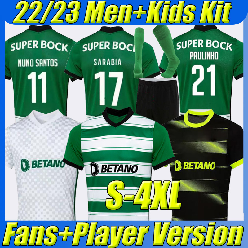 

XXXL 4XL Sporting CP 22/23 Lisbon soccer jerseys fans player version Jovane Sarabia Vietto 2022 2023 Lisboa COATES ACUNA football shirt men kids Kits sock Full sets 3rd, 22-23 home kit