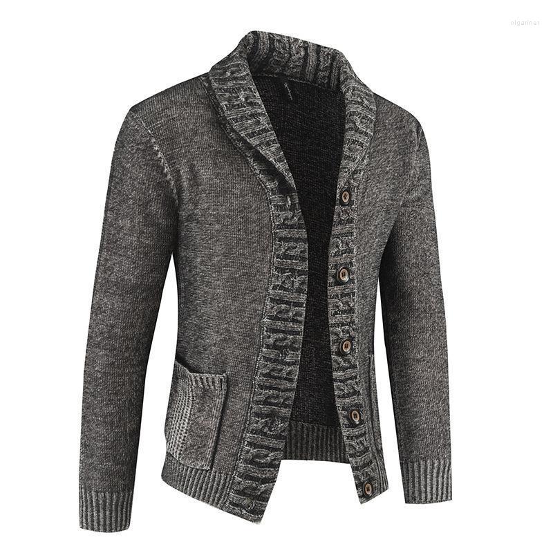 

Men's Sweaters Autumn Style Knit Sweater Men's Jacket Korean Slim Trend Cardigan Fashion Casual And ComfortableMen's Olga22, Drak gray