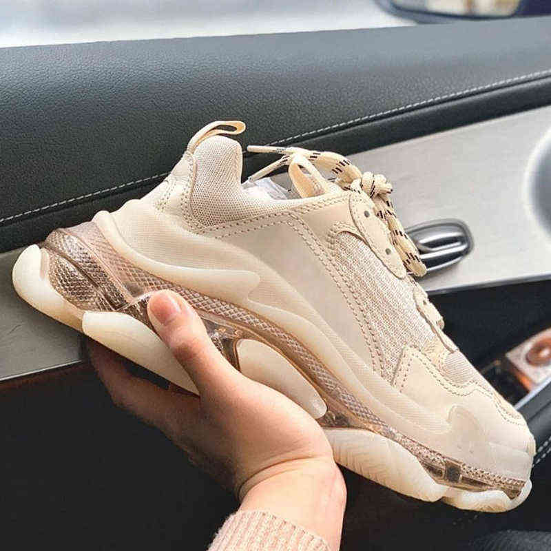 Épais bas baskets femmes semelle transparente maille Patchwork femme plate-forme chaussures décontractées à lacets nouvelle marque de luxe Vintag