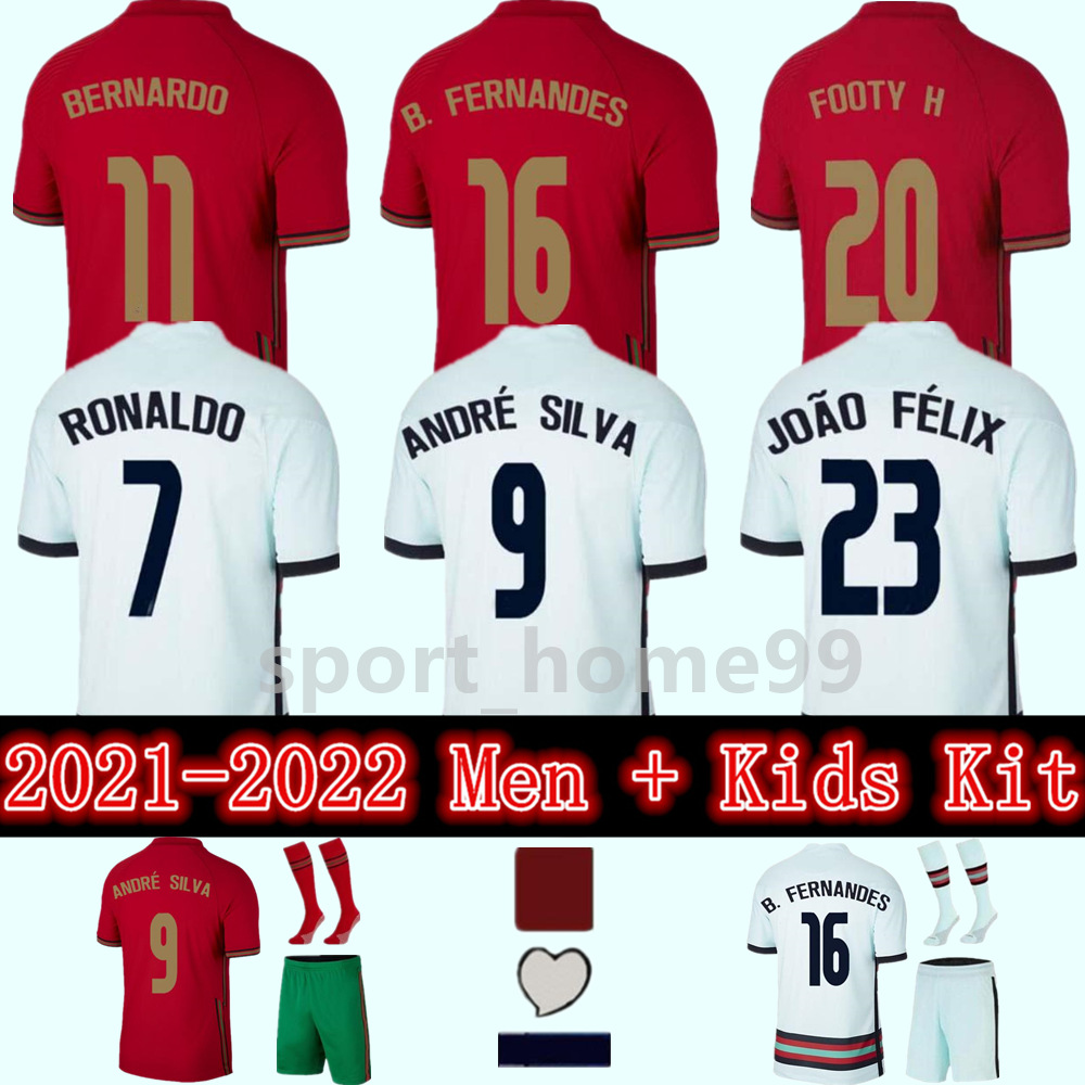 

21/22 Portuguesa JOAO FELIX Soccer Jerseys RUBEN NEVES BERNARDO BRUNO RONALDO FERNANDES Home Jersey 2021 2022 Away adult Men + Kids kit Portuguese Football Shirt, Kids-away
