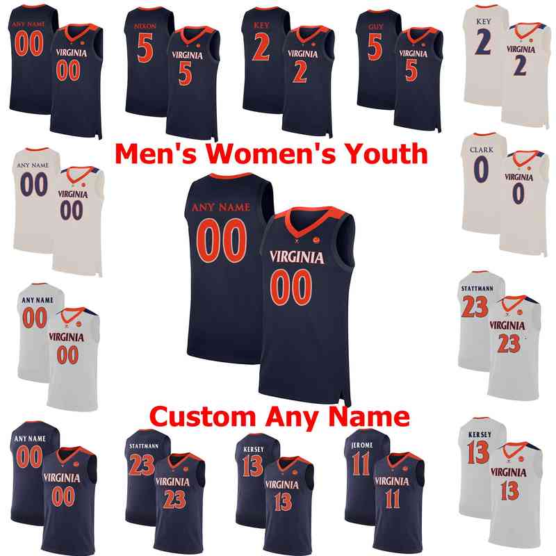 

rare Virginia Cavalier College Basketball Jerseys Justin McKoy Jersey Sam Hauser Wally Walker Tomas Woldetensae Barry Parkhill Custom Stitch, Mens navy white name