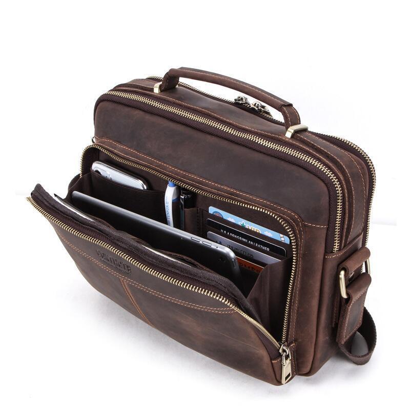 

Briefcases Men Briefcase Genuine Leather Man Crossbody Bags Vintage Handbags Large Capacity Male Shoulder Bag BolsosBriefcases BrieBriefcase, Coffee