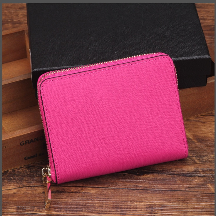 

French designer ladies short wallet checkbook wallet credit card photo clip wallets brown white pink black leather coin purse, Blue