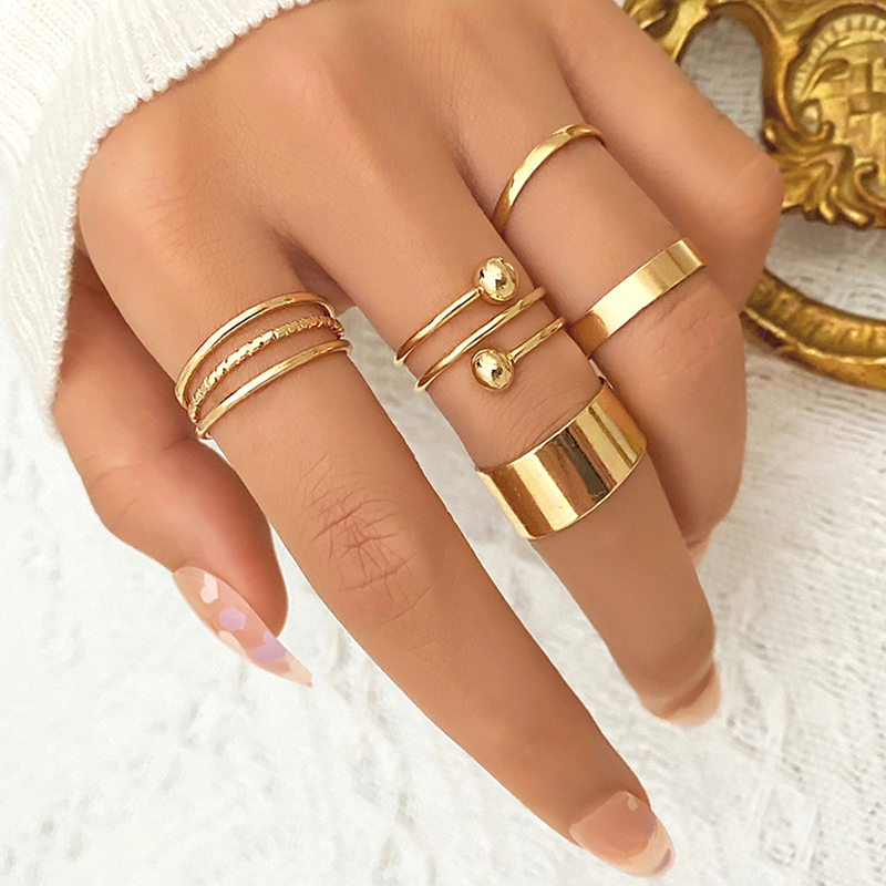 

FNIO Bohemian Simple Metal Ring Sets Geometric Twist Rings for Women Girl Wedding Jewelry 220716