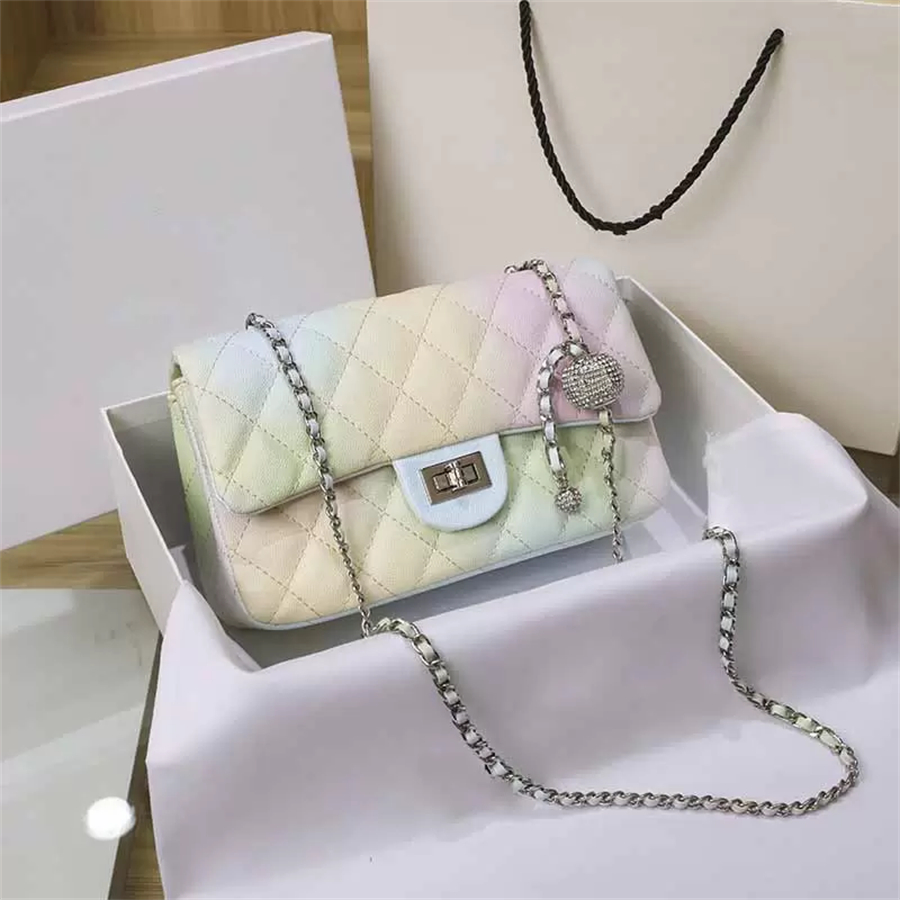 Brand Womens Crossbody Designer Bags PU Leather Tie-Dye Contrast Color Flap Handbags Adjustable Chain Small Silver Ball Designers Shoulder Bags Wome