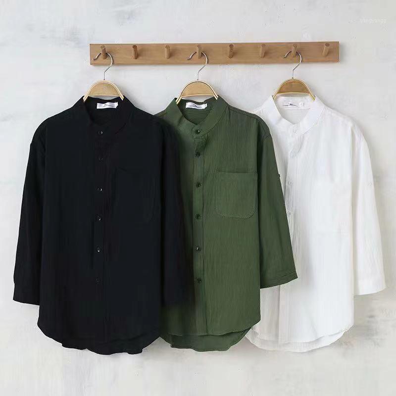 

Men's Casual Shirts Blouse Cotton Linen Shirt Long Sleeve Summer Button-Down For Men, Black