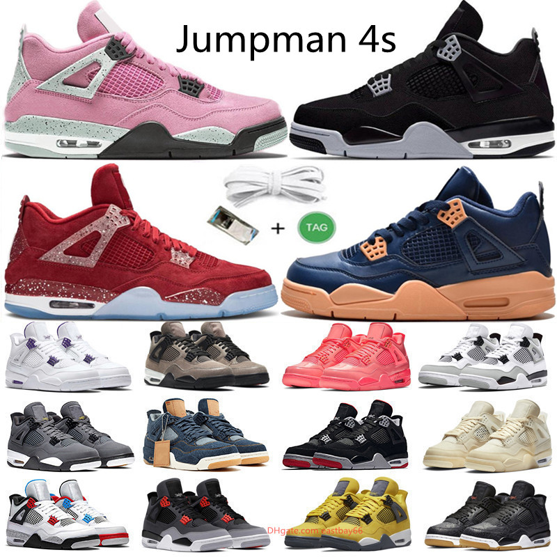 

Quality Product Basketball shoes JUMPMAN 4s University Pink Oklahoma Sooners Columbia Military Black Cat Mens Women Sports Air Authentic Trainers Sneakers Size 13, 39#