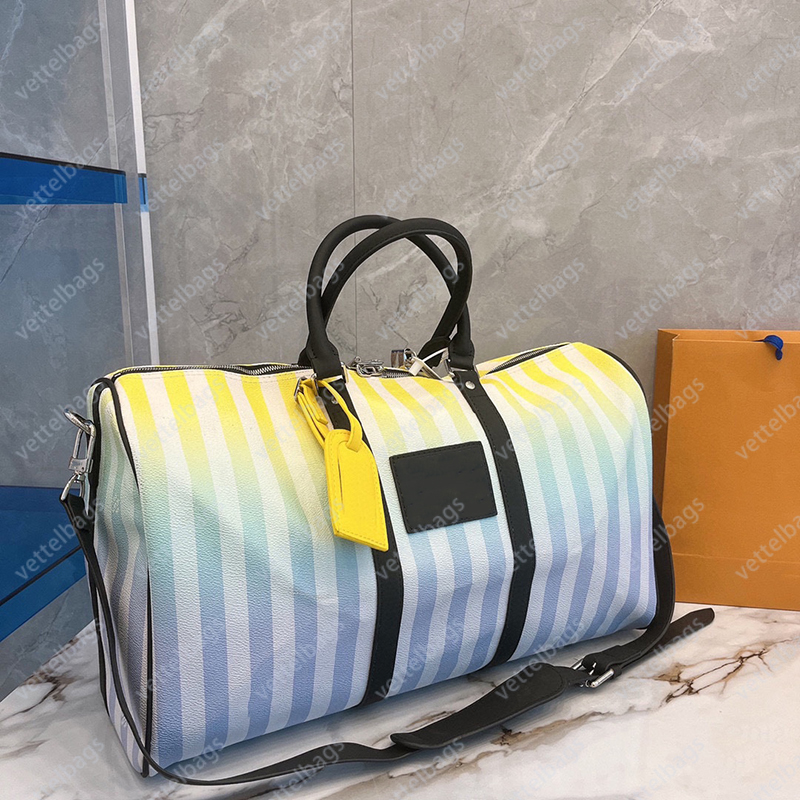 Stripes de voyage Sac fourre-tout décontracté sacs de bouchons pratiques sacs à main en cuir de haute qualité
