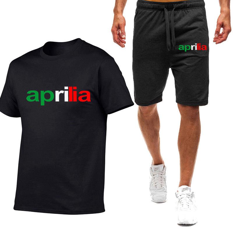 

Men' Tracksuits Motorcycle Aprilia Printing Men' Sportswear Two-Piece Fitness Comfortable Uniform Short-sleeved T-shirt Shorts SuitMen