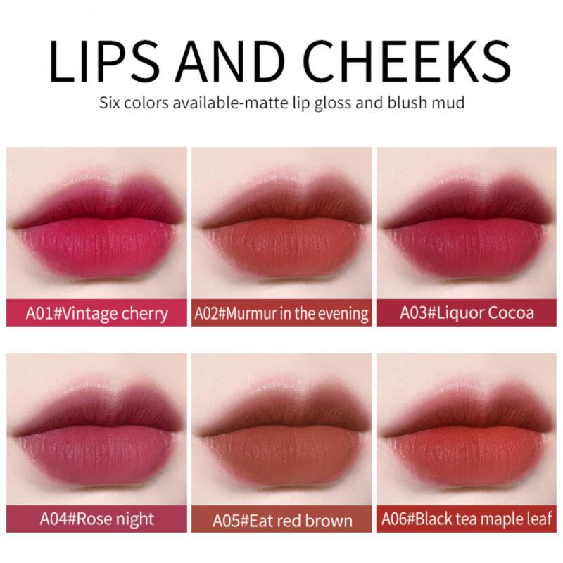 

Lip Gloss 6 Colors Velvet Matte Glaze Waterproof Non-marking Lipstick Long Lasting Women Red CosmeticsLip, 06