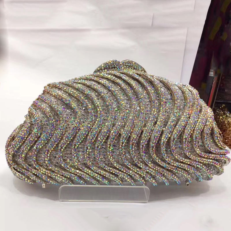 

Diamond Evening Clutch Bag Silver/Gold Shoulder Chain Handbags High Quality Designer Women Rhinestone Wedding Bridal Purse