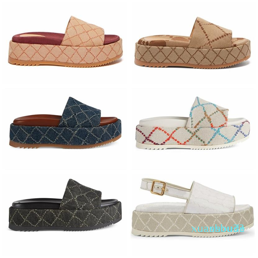 

womens white rainbow Platform Canvas Sandals Jumbo Wedge maxi slides size euro 35-42 box and dust bag jackdhstore310A, Beige