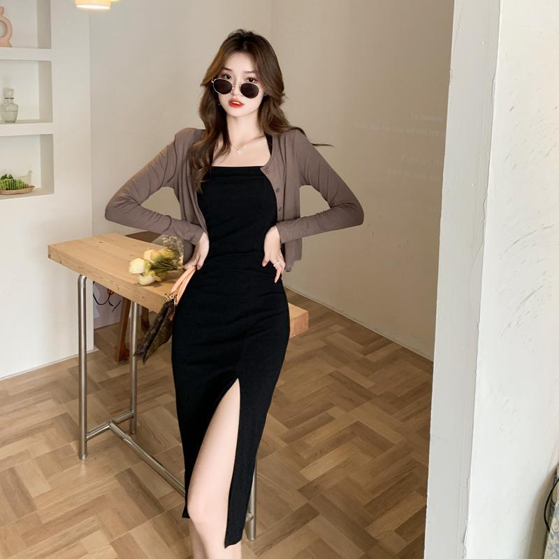 

Casual Dresses Bodycon Dress Plus Size Women Clothing For 2022 Black Birthday Party Midi Sexy Long Sleeve, Mi5890