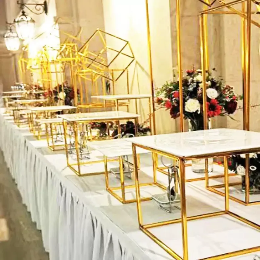 

Wedding Decoration Birthday Party Dessert Table Display Rack Cake Stand Fruit Food Flower Holder Buffet Banquet Tea Break Shelf Home Decorat C0826, Gold