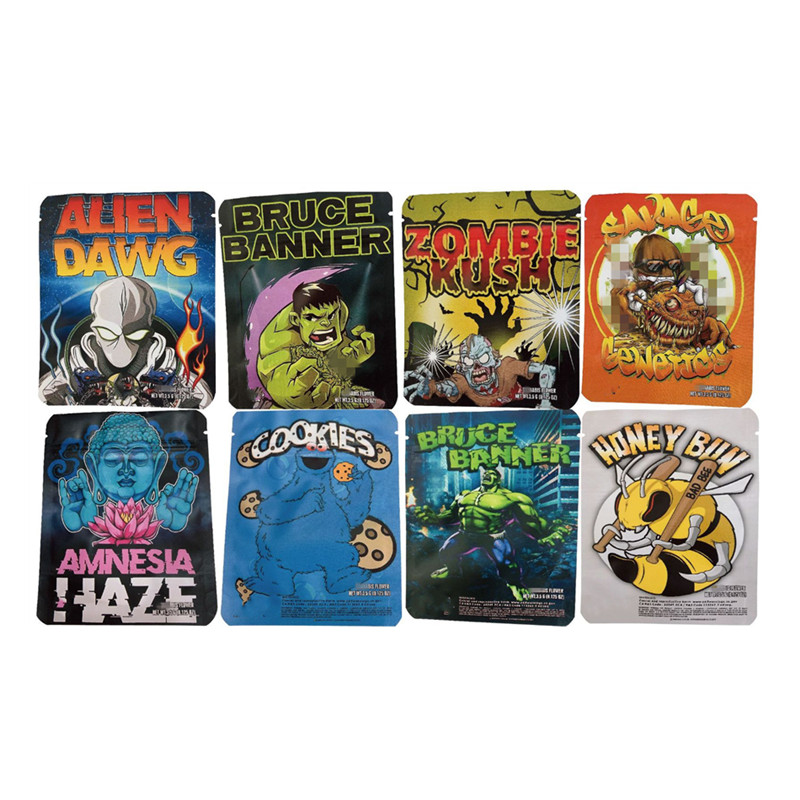 

packing bags Mylar 3.5 Gram Zipper Package Smell Proof Container Edibles Dry Herb Flowers Customized Printed Foil