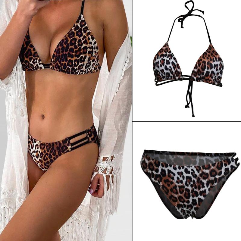 

Women's Swimwear Swim Short For Women Set Underwire Swimsuits Teens Leopard Frenulum Sexy Swimsuit Line Cross Bathing Suit Small JuniorsWome, Multicolor