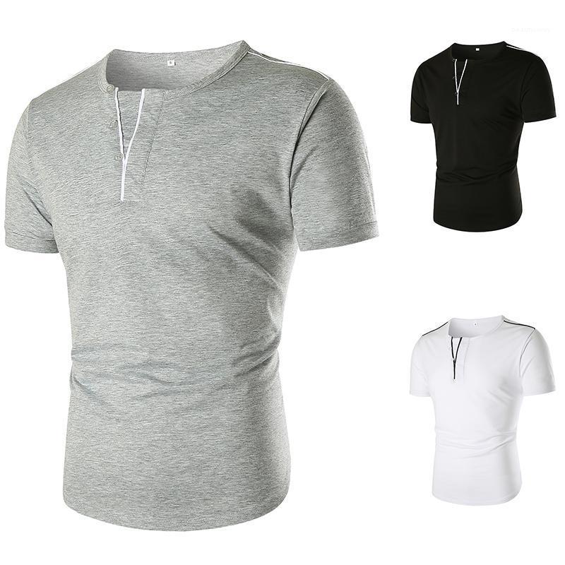 

Men's T-Shirts Fashion Summer Basic Classical Short Sleeve Tops Solid Color V-neck Collar Zipper Trendy Clothing Man Shirt, Wpv292-black