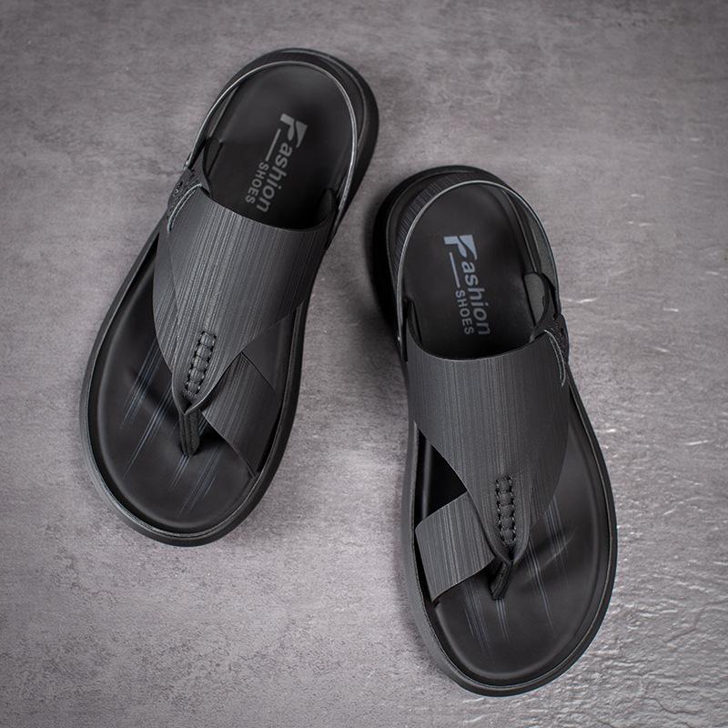 

Sandals Nice Men Shoes Summer Slip-On Artificial Leather Men's Zapatos De Hombre, Black