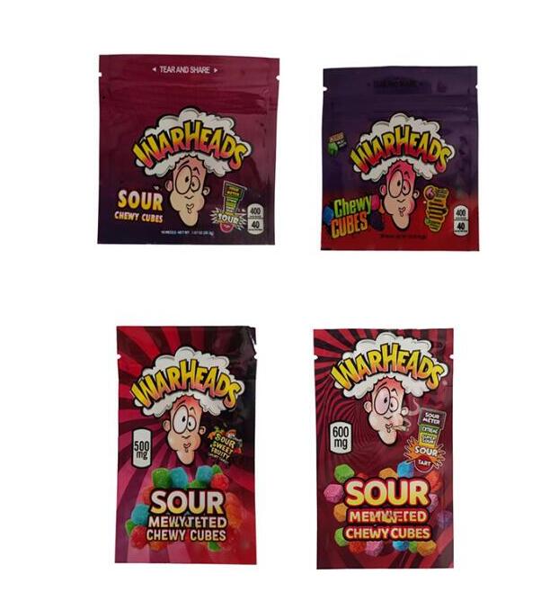 

Edible mylar packaging bags sour chewy cubes warheads 3 side seal zipper smell proof