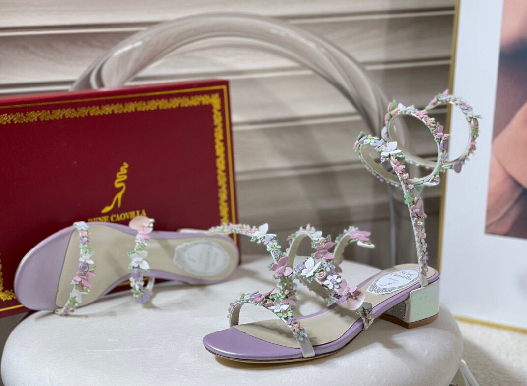 

Summer Perfect Brands Renes Cleo Flowers Bouquet Sandals Shoes Women Caovillas High Heels Lady Gladiator Sandalias Party Wedding Sexy Walking EU35-43