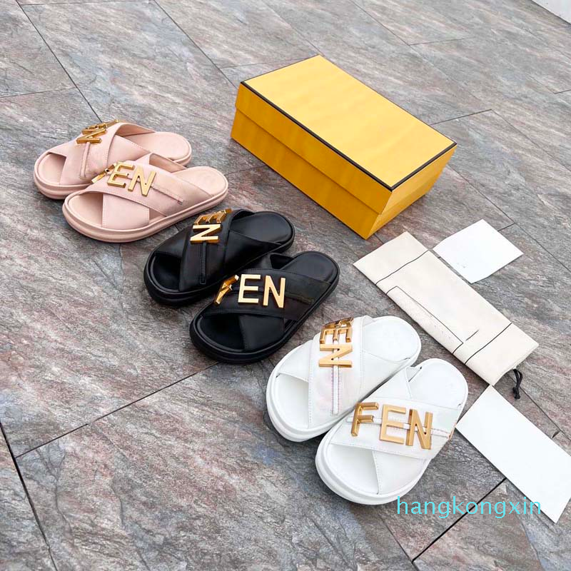 

Summer New Open-toe sandals slipper with thick soles, overlaid toe and fork slippers, women's outer leather F large metal soles2022, #4