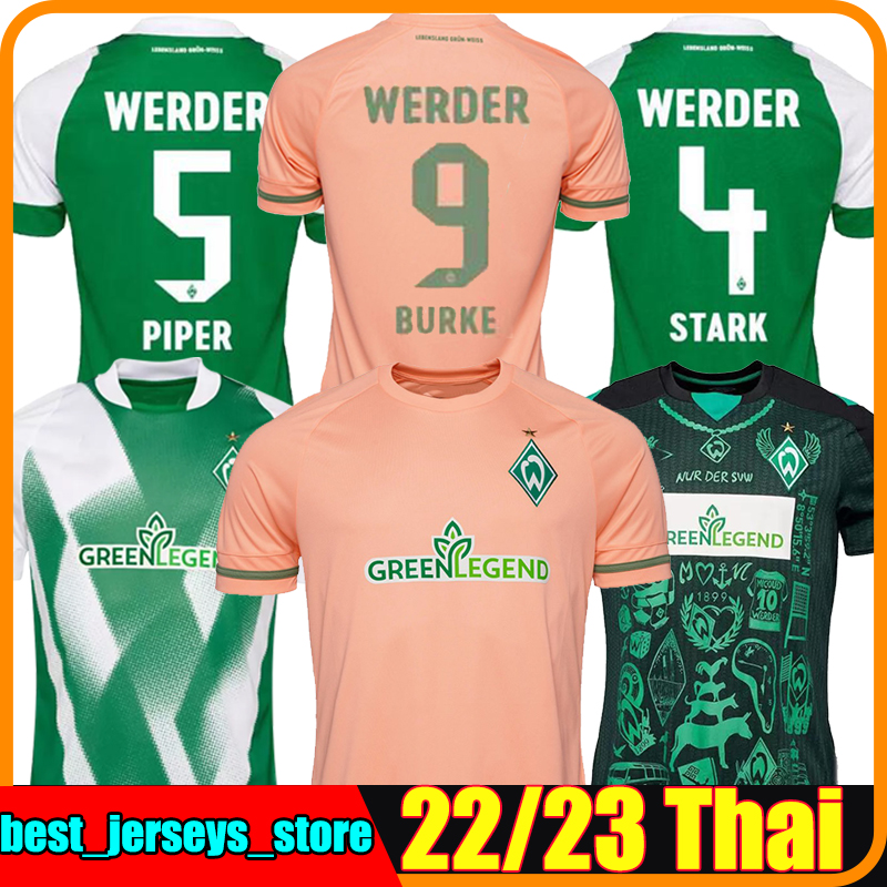 

22/23 Werder Bremen Soccer Jerseys Special Version Marvin Ducksch Leonardo Bittencourt BLACK GREEN 2022 2023 VELJKOVIC DUCKSCH FRIEDL Football Shirt Men Kids Kit, Bulaimei 22-23 home