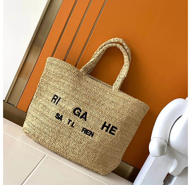 

New Shopping Tote Bag Handbag Size 38cm LOGO Embroidered Imitation Grass Crochet Soft Fashion Bags, No 1
