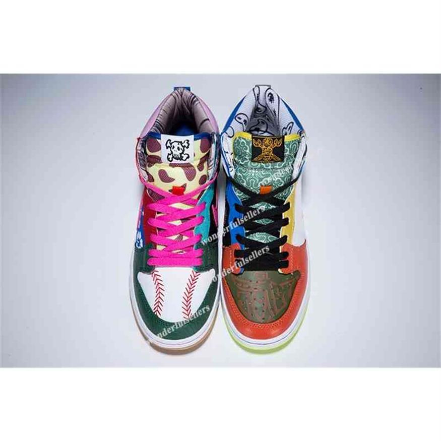 

High SB X Thomas Campbell What The Doernbecher Basketball Shoes Multicolor Graffitti Mens Women Sports Sneakers Size Us 5 5-11236G