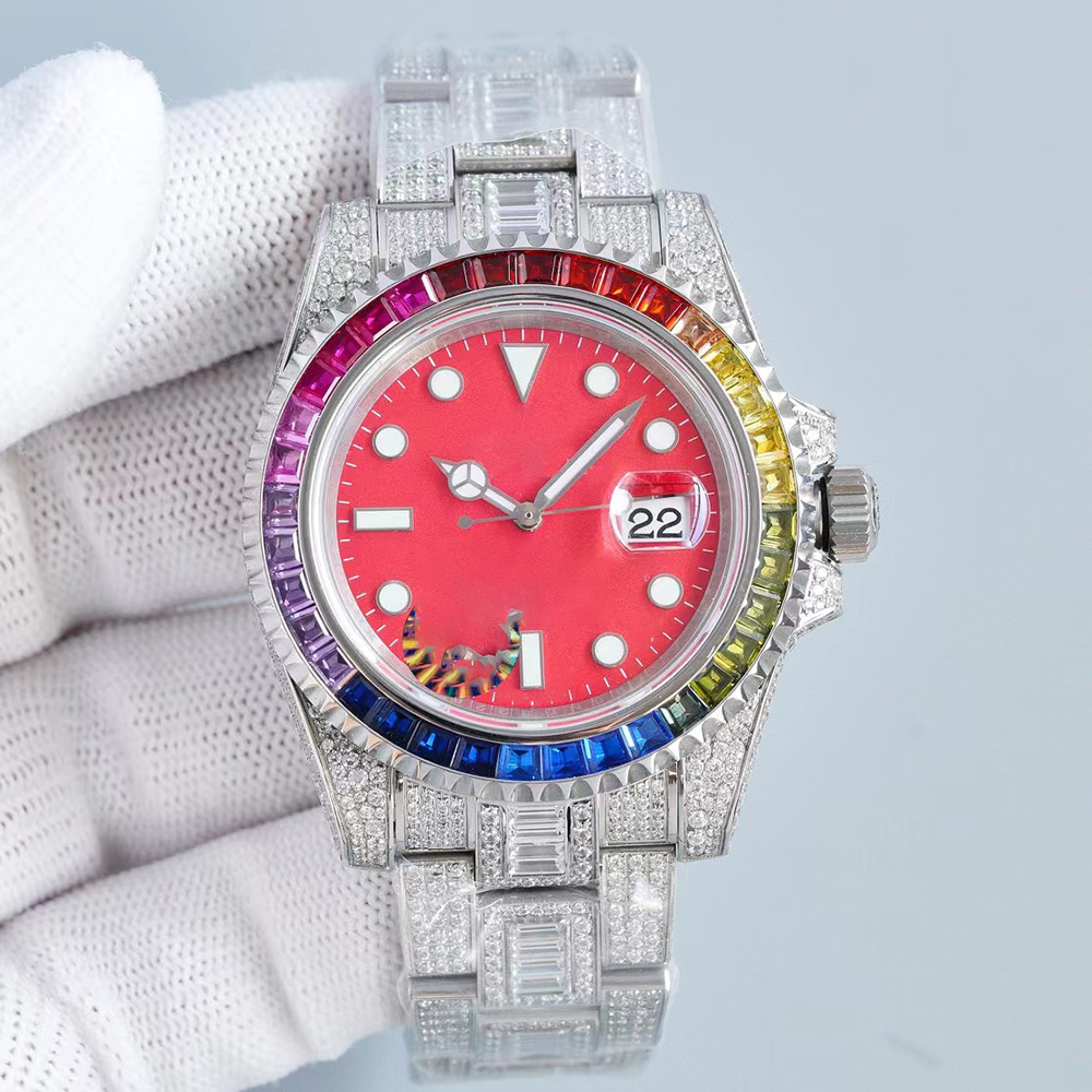 

Luxury Diamond Watch Mens Automatic Mechanical Watches Stainless Steel Strap Sapphire Mirror High Quality WristWatch Gift WristWatches montre de luxe, Color 1