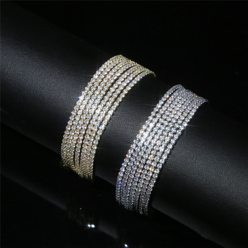 Bracelet en chaîne de Tennis plaqué or jaune 18 carats, 7 rangées, pour filles et femmes, joli cadeau, offre spéciale